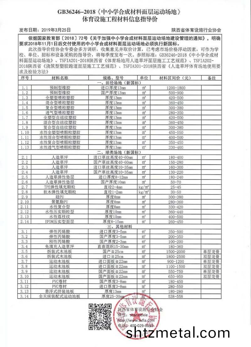 新國標塑膠跑道信(xin)息價