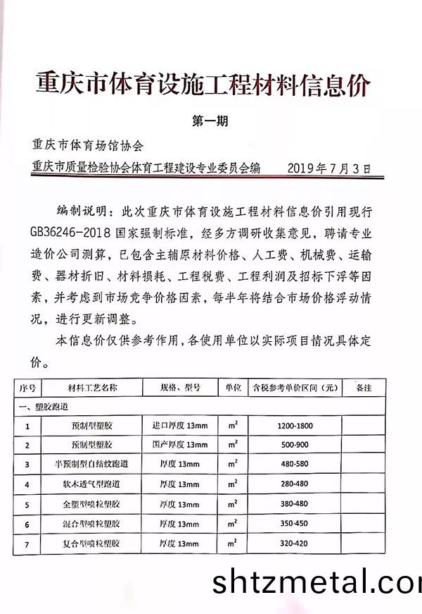 育場地場(chang)館、中小學塑膠跑(pao)道建設信息價