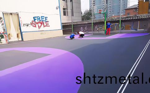 籃毬場硅pu施工(gong)圖片